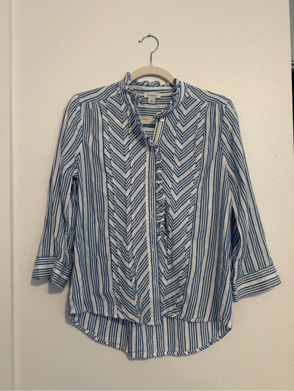Sundance Blue and White Striped Button-Front Shirt